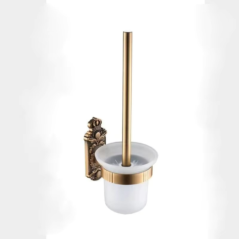 Tuqiu Badezimmer-Set aus Aluminium in Gold, Wandmontage mit Regal, Handtuchhalter, Papierhalter, Toilettenbürstenhalter und Handtuchhaken - Bild 1