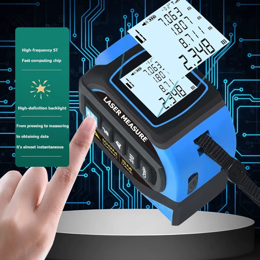 4-in-1 Laser-Entfernungsmesser und Maßband in Blau mit Infrarot-Laser für präzise Messungen bis zu 100 m - Bild 5