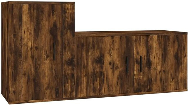vidaXL 2-teiliges TV-Schrank-Set aus Holzwerkstoff in Räuchereiche, Braun - Bild 1