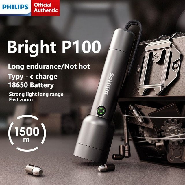 Philips LED-Tischlampe in Schwarz, modern und wiederaufladbar - Bild 1