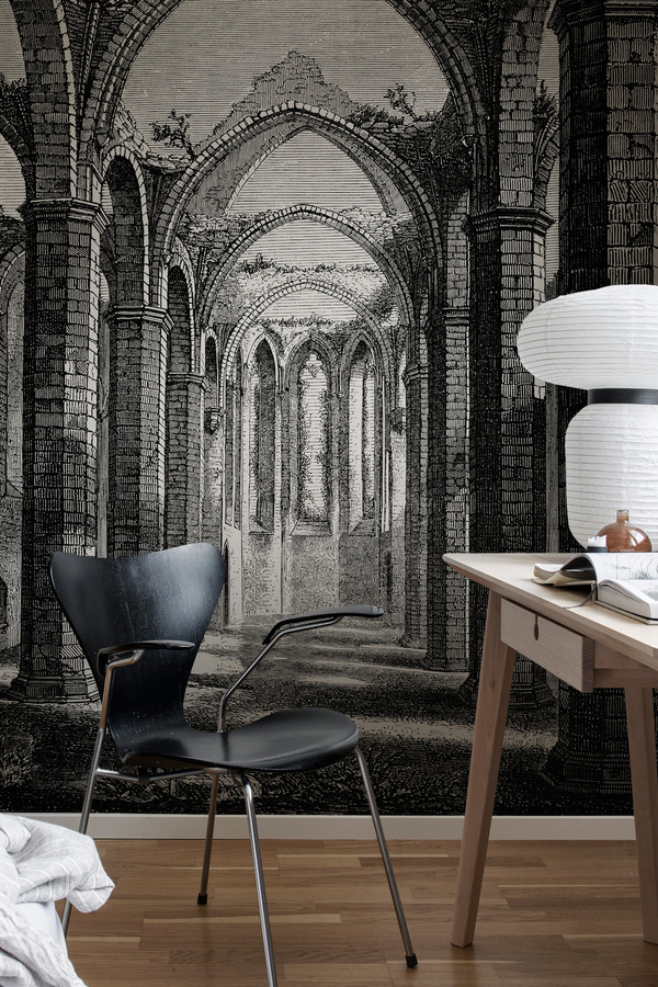 Rebel Walls Wandtattoo Gothic Arches im Vintage-Stil in Schwarz und Grau - Bild 2
