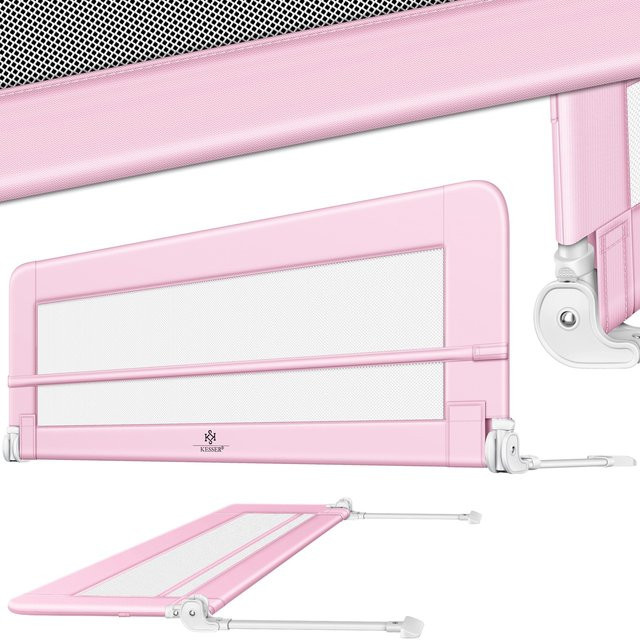KESSER Bettgitter Bettschutzgitter für Kinder und Babybetten in Pink mit Mesh-Textil - Bild 1