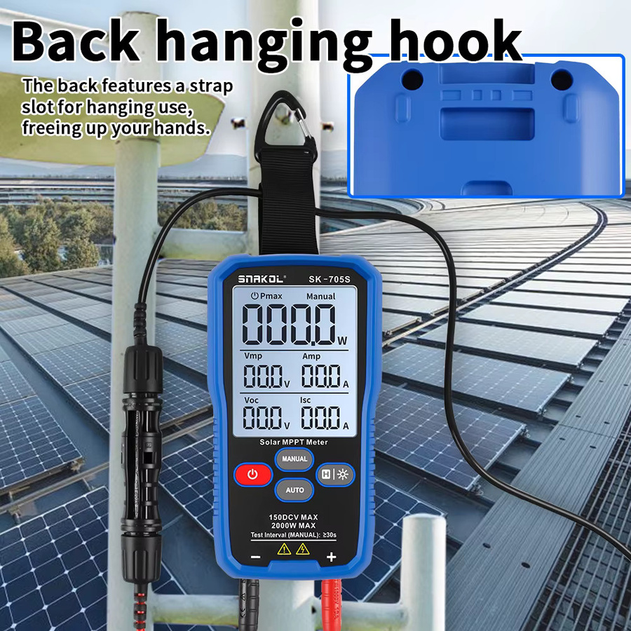 SNAKOL SK-705x Solarmodul-Tester MPPT-Messgerät mit 2200W für Leerlaufspannung und Kurzschlussstrom in Blau - Bild 2
