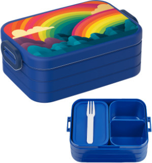 Mepal Bento Brotdose Regenbogen mit personalisierbarem Namen und Foto, Mehrfarbig, inklusive Besteck und Trennfächern - Bild 1