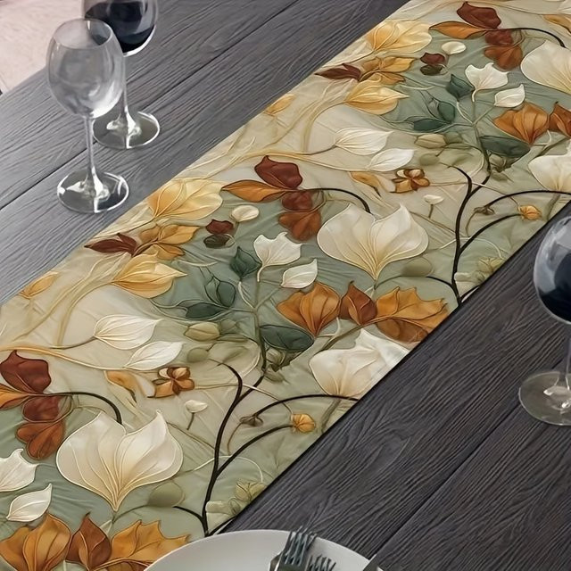 VIKAMA Tischläufer Kamelien im chinesischen Stil, floral und orientalisch, Mehrfarbig, B/H: 183 x 33 cm - Bild 1