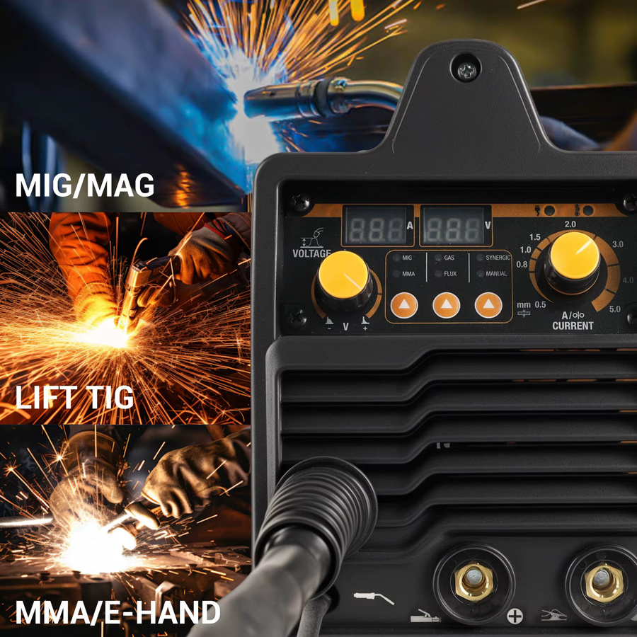 CONENTOOL 4-in-1 Multifunktions-Schweißgerät für MIG, MAG, MMA und WIG in Gelb, gas- und gasfrei, 220 V, 30–200 A - Bild 2