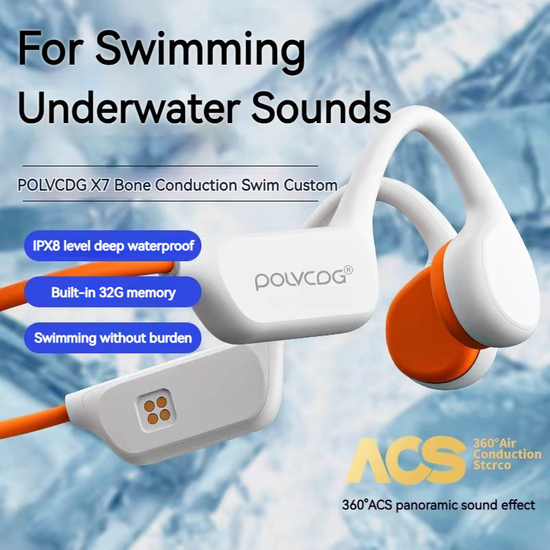 POLVCDG X7 Knochenleitungs-Headset mit 32 GB Speicher, Bluetooth 5.3 und IPX8 Wasserdichtigkeit in Schwarz - Bild 4