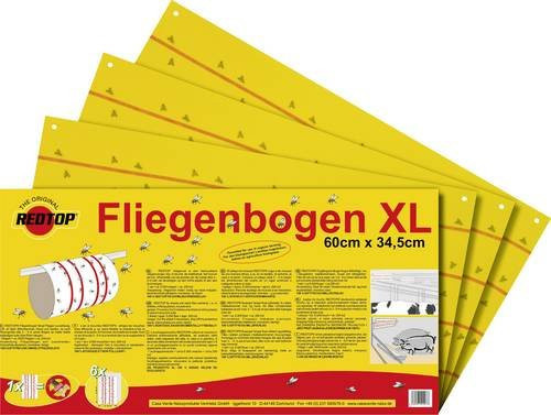 Redtop Fliegenbogen 31091 Fliegenfalle mit Klebefolie und Lockstoff, Gelb, 6er Pack, L: 60 cm, B: 34,5 cm - Bild 1