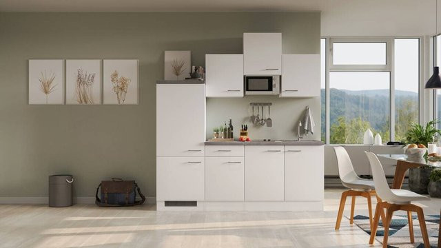 Flex-Well Exclusiv Küchenzeile Joelina in Weiß Matt und Grau, B/H/T: 210 x 226 x 60 cm - Bild 2