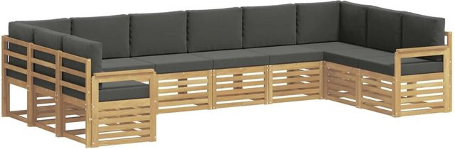 vidaXL Outdoor-Sofagarnitur 7-teilig aus Akazienholz in Anthrazit und Weiß mit Polsterkissen und Armlehnen - Bild 1