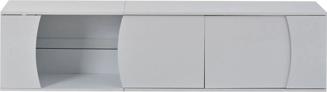 okwish TV Schrank Lowboard mit LED und Glastüren in Weiß, B/T/H: 180 x 40 x 45 cm - Bild 1