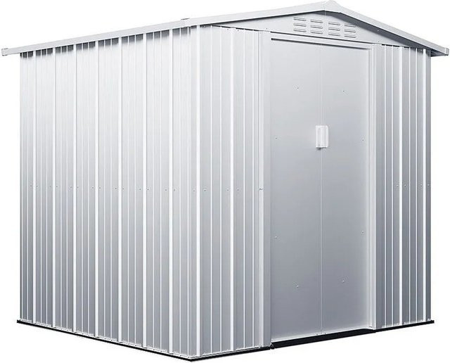 Vente-unique Schrebergartenhaus Linus aus Stahl in Lichtgrau, Höhe: 191 cm - Bild 1