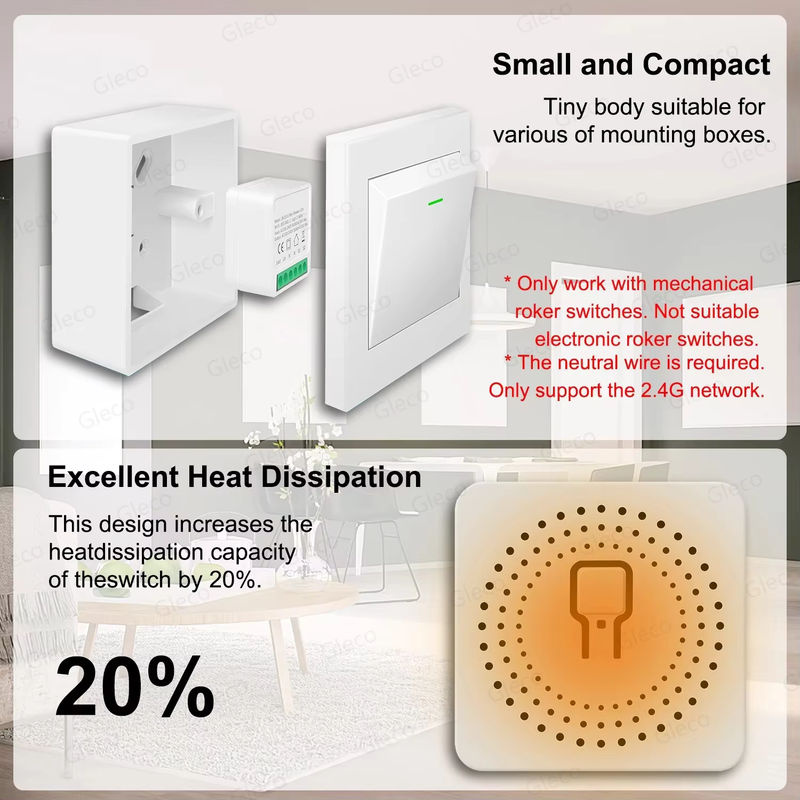 Tuya Zigbee 3.0 Smart Mini-Schaltmodul 16A mit 2-Wege-Steuerung in Weiß für Alexa und Google Home - Bild 2