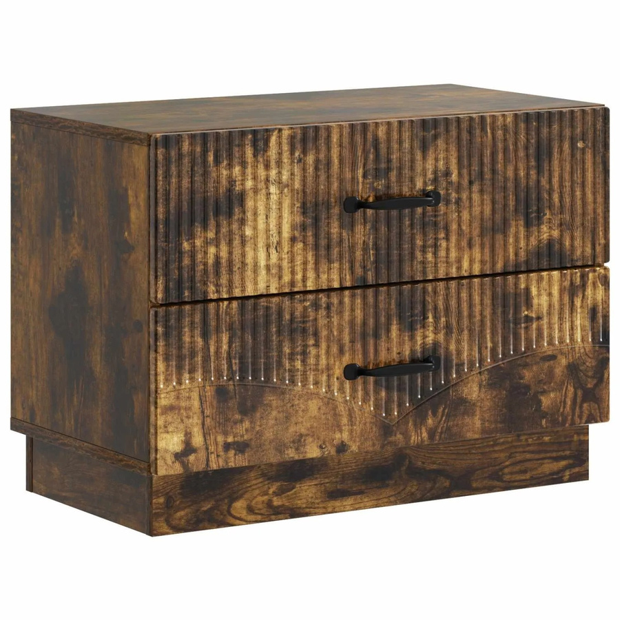 vidaXL Nachttisch in Geräucherte Eiche, Modernes Design, Braun, B/T/H: 62 x 34,5 x 44,5 cm - Bild 2