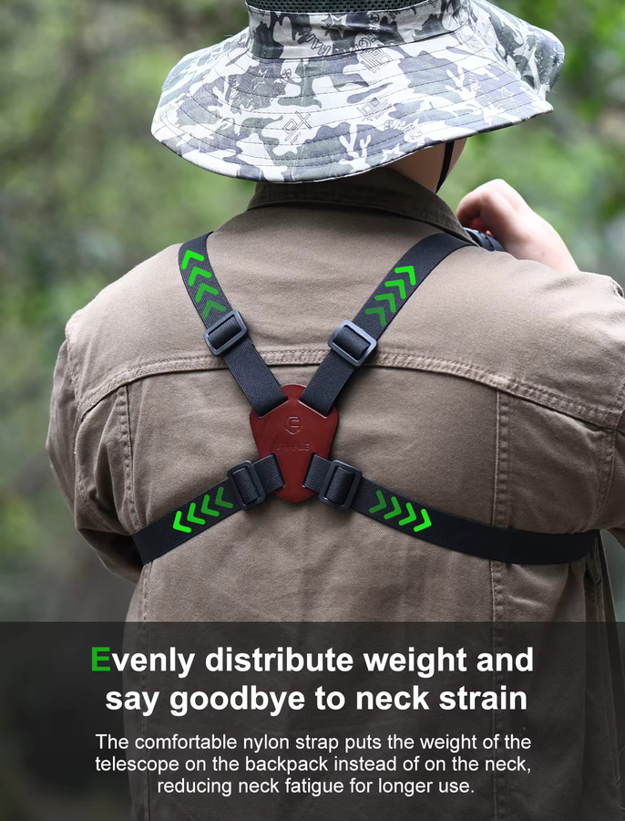 FANAUE Verstellbarer Doppelschnallenriemen aus elastischem Nylon in Schwarz für Ferngläser und Kameras - Bild 3