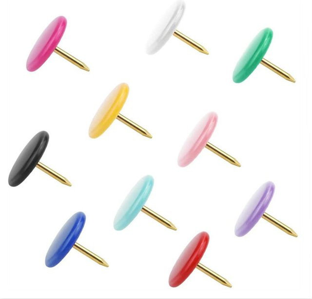 100 Stück bunte Push Pins aus Kunststoff für Korkboards und Bulletin Boards in Gelb und Multicolour - Bild 1
