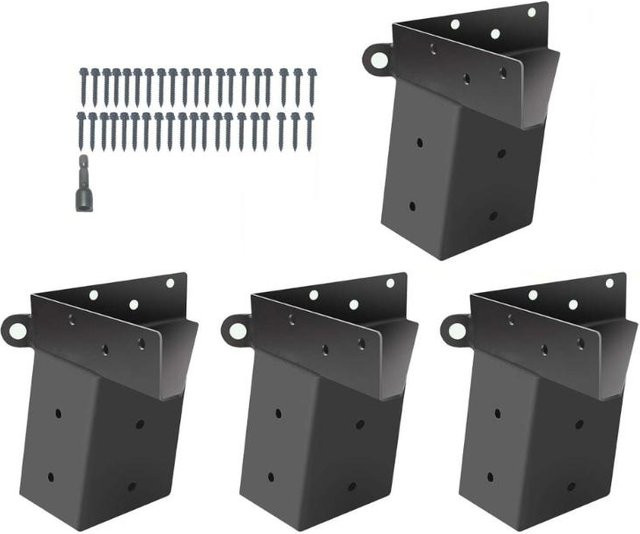 4 Stück Kohlenstoffstahl-Winkel Set mit Montagesatz für Hochsitze und Schießstände in Schwarz Matt - Bild 1