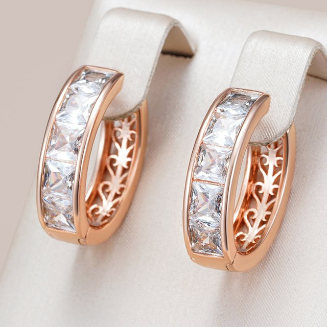 Kinel Hoop Ohrringe, 585 Roségold, Zirkonia, Damen - Bild 1