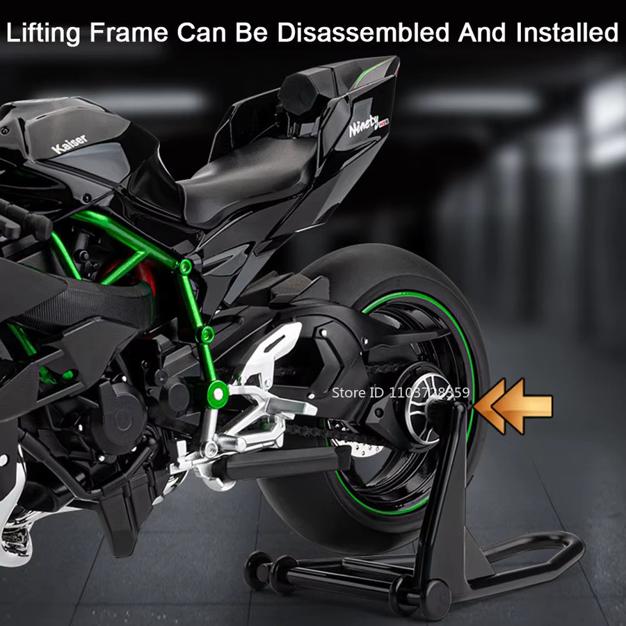 MAKEDA Kawasaki NINJA H2R Modell Motorrad, 1:9, Metall, mit Licht und Sound - Bild 3