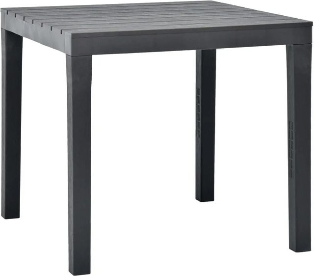 vidaXL Gartentisch aus Kunststoff in Anthrazit mit Latten-Design, B/T/H: 78 x 78 x 72 cm - Bild 1