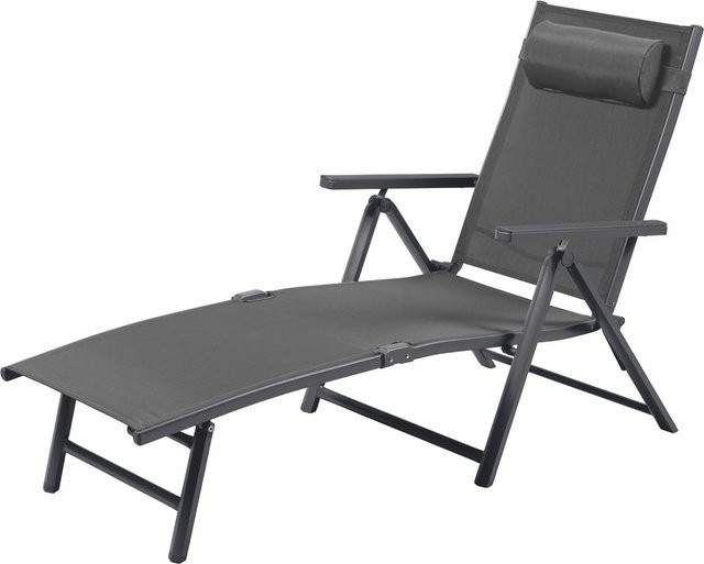 LIVARNO Alu-Liegestuhl Houston aus Aluminium und Textilene, anthrazit, B/T/H: 110 x 68 x 66 cm - Bild 1