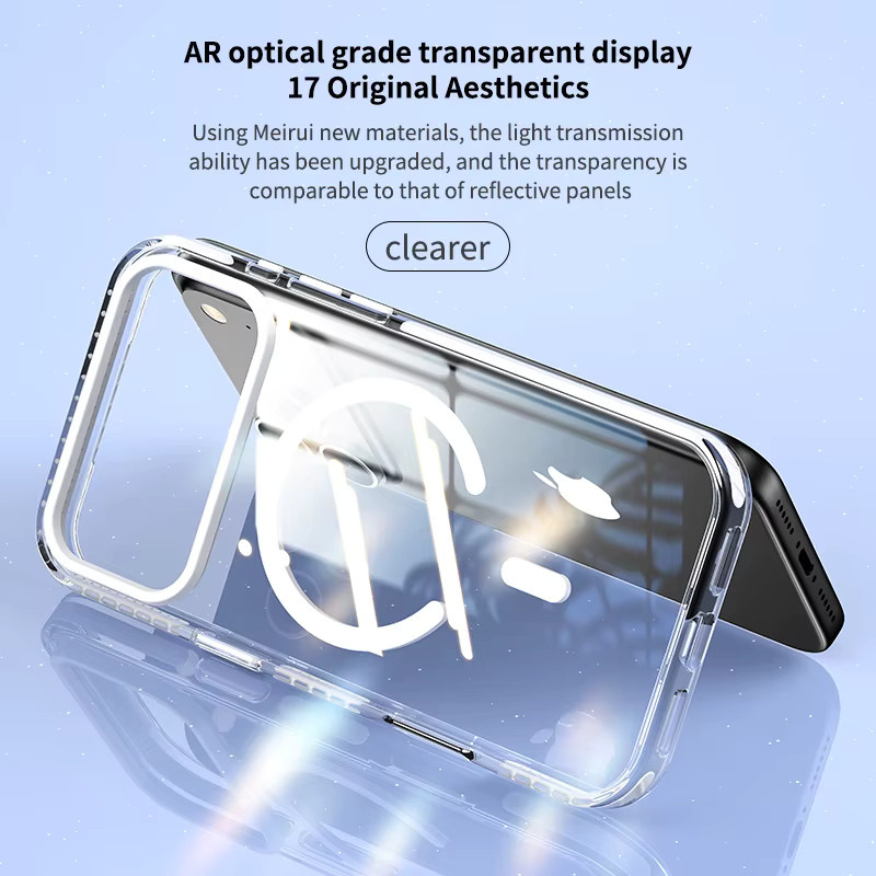 Transparente MagSafe Magnetische Drahtlose Lade Schutzhülle mit blauem PE-Streifen Design für iPhone 17 Air 16 Pro Max 15 14 13 12 - Bild 3