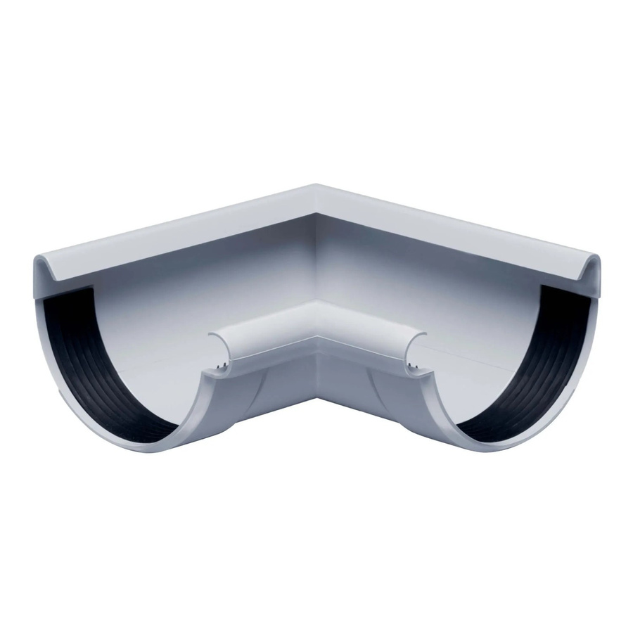 Inefa Rinnenwinkel 90 Grad Inneneck NW 150 Halbrund aus PVC in Grau - Bild 2