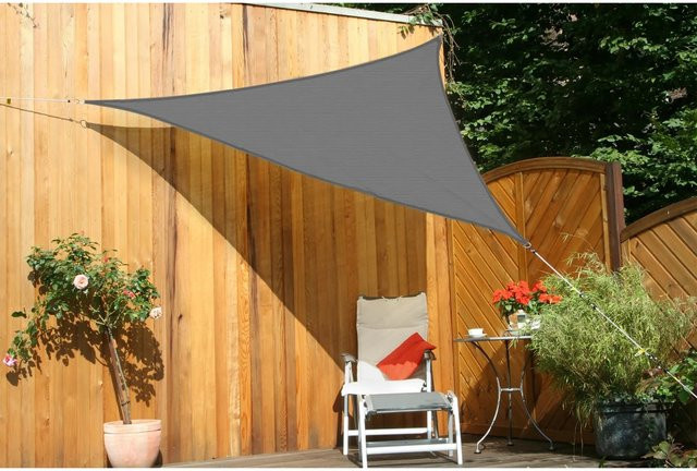 Floracord Dreiecksonnensegel aus HDPE in Silbergrau, B/T/H: 300 x 300 x 300 cm - Bild 1