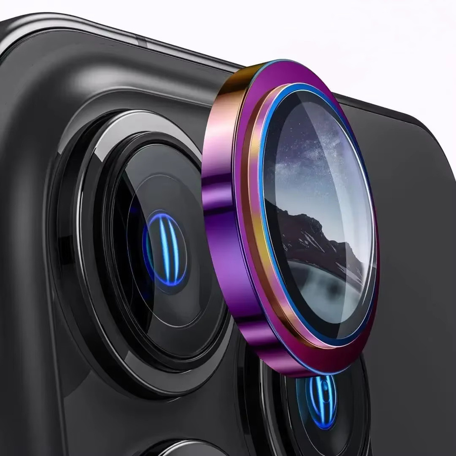 Set aus Kameraobjektivschutz aus gehärtetem Glas in Lila für Apple iPhone 15 16 17 Pro Max und Plus Modelle - Bild 2