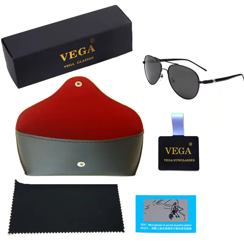 Vega Sonnenbrille Aviator, Vollrand, Metall, Schwarz, Unisex, polarisiert - Bild 4