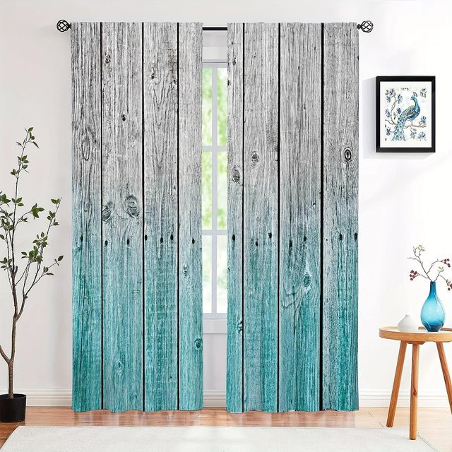 Yiran Furniture Vintage Fenstervorhang mit Streifenmuster in Braun, 2er-Set, halbtransparent, B: 50 cm, H: 130 cm - Bild 1