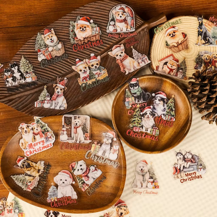 56-teiliges Set transparente PET-Aufkleber mit Weihnachtshund von Anime Worlds Store in Multicolor für Kindergeschenke und Partydekorationen - Bild 3