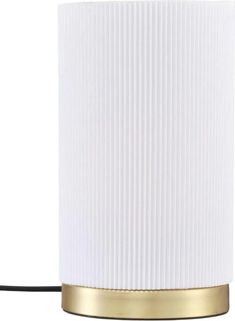 PR Home Dora Textil Tischlampe Weiß mit Gold, B/T/H: 14 x 14 x 25 cm, E27 - Bild 1