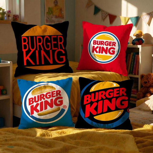 Burger King Kissenbezug 4-teiliges Set in Schwarz und Weiß - Bild 1