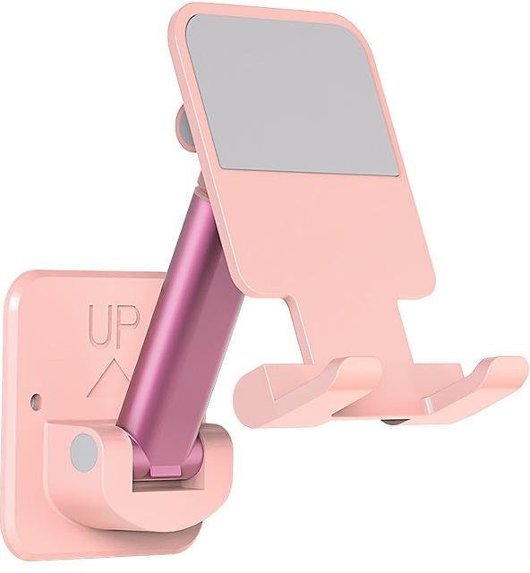 Lamgool Wandhalterung für Tablet und Handy, verstellbarer dehnbarer Arm für iPad und iPhone von 4 bis 12 Zoll, universeller Wandständer in Pink - Bild 1