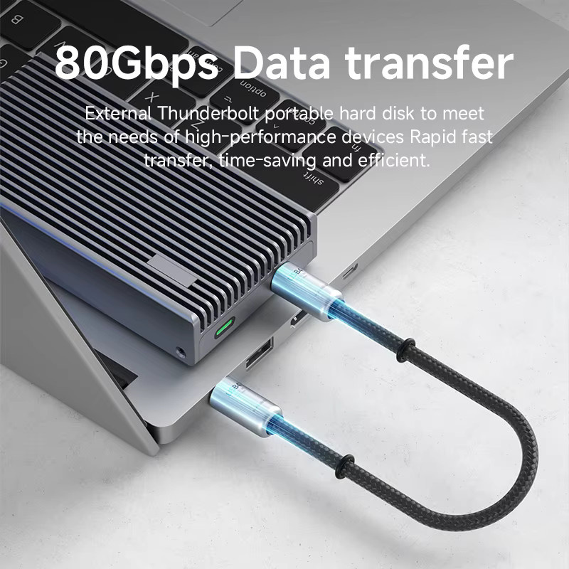 Hagibis USB4-Telefon-Lanyard-Kabel USB-C auf USB-C, 240 W, 80 Gbit/s, für Thunderbolt 4/5 und iPhone 17 Pro SSD, Schwarz/Silber - Bild 3