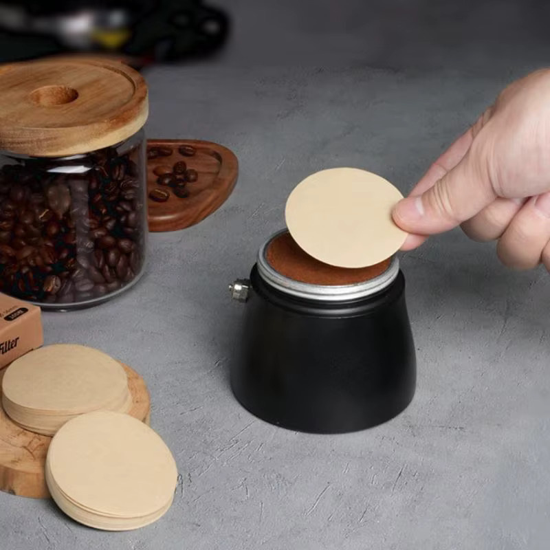 100 Stück Espresso Papier Filter Puck für Delonghi und Breville Siebträgermaschinen, Beige, Durchmesser: 5,8 cm - Bild 3