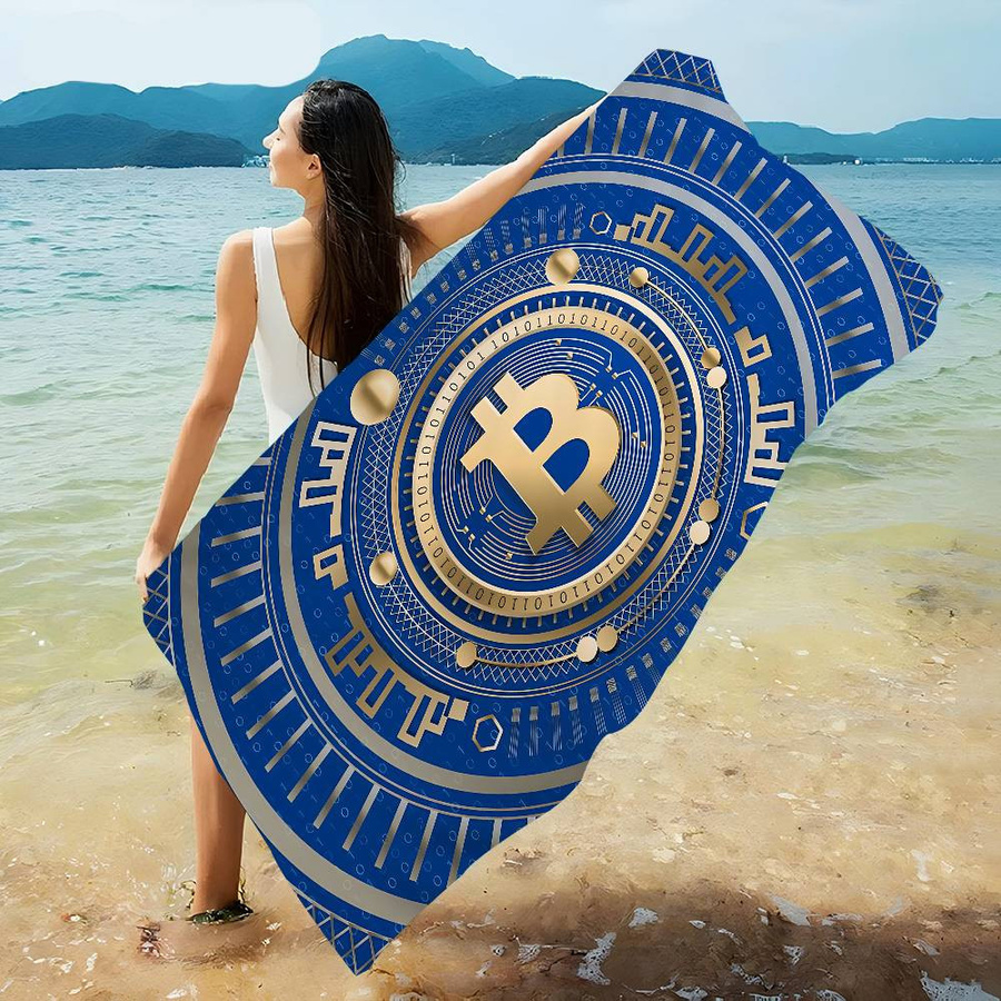 Dalangpa Bitcoin Mikrofaser Strandtuch, weiß, B: 40 cm, H: 60 cm - Bild 3