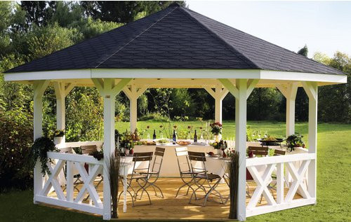 SKANHOLZ Pavillon Nice 4 aus Leimholz in Natur/Beige B/T: 630 x 630 cm - Bild 1