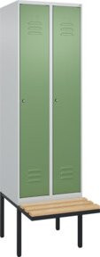 C+P Spind Classic PLUS Garderobenschrank mit Sitzbank, 2 Abteile, Resedagrün, B/T/H: 212 x 60 x 81,5 cm - Bild 1