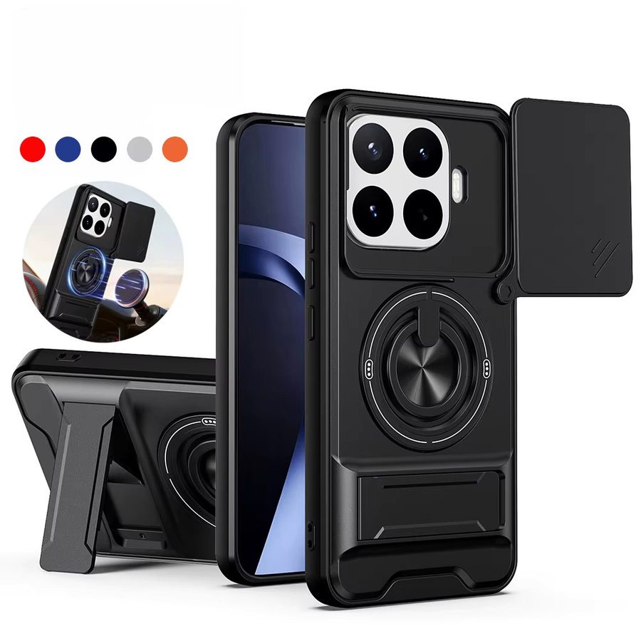 Stoßfeste Schutzhülle für Xiaomi 17T Pro und Xiaomi 17T mit drehbarem Kameraschutzring und Ständer in Schwarz - Bild 2
