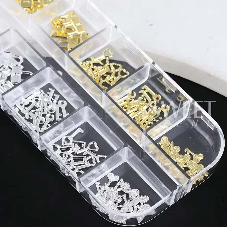 SWEET TREND Charms, Gold Silber, Herz, Schloss, Schlüssel, Nagel Zubehör - Bild 5