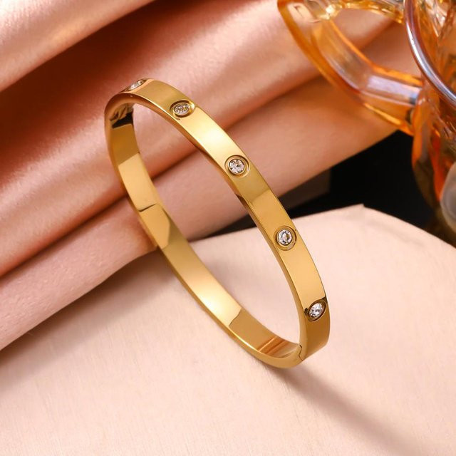 Global Finds Edelstahlarmband, 18 Karat Gold, Diamant, Damen - Bild 1