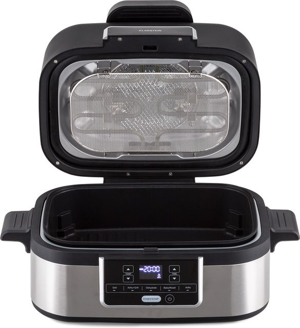 Klarstein Combo Air Grill-Heißluftfritteuse in Schwarz mit Edelstahl-Design, 1500 Watt, 5 Programme, 4,5 l Grillkorb und 2,5 l Frittierkorb - Bild 1
