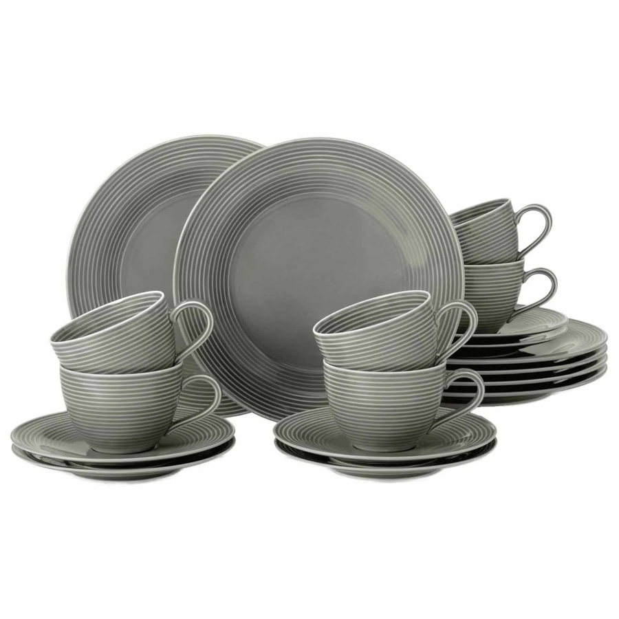 Seltmann Weiden Kaffeeservice Beat Color Glaze aus Porzellan, 18-teilig, Perlgrau - Bild 2