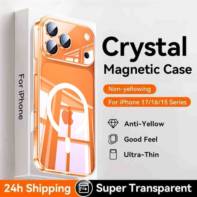 Transparente magnetische MagSafe Handyhülle für iPhone 12 bis iPhone 17 Pro Max Plus und 17 Air mit Wireless Charging Support - Bild 1