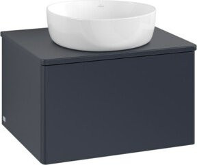 V&B Waschtischunterschrank Antao mit Beleuchtung in Blau lackiert, B/T/H: 60 x 36 x 50 cm - Bild 1