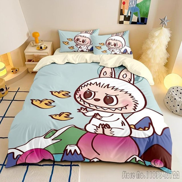 La-BuBu Anime Bettwäsche-Set Rosa mit Bettdeckenbezug und Kissenbezug für Kinder, B/H: 180 x 210 cm - Bild 1