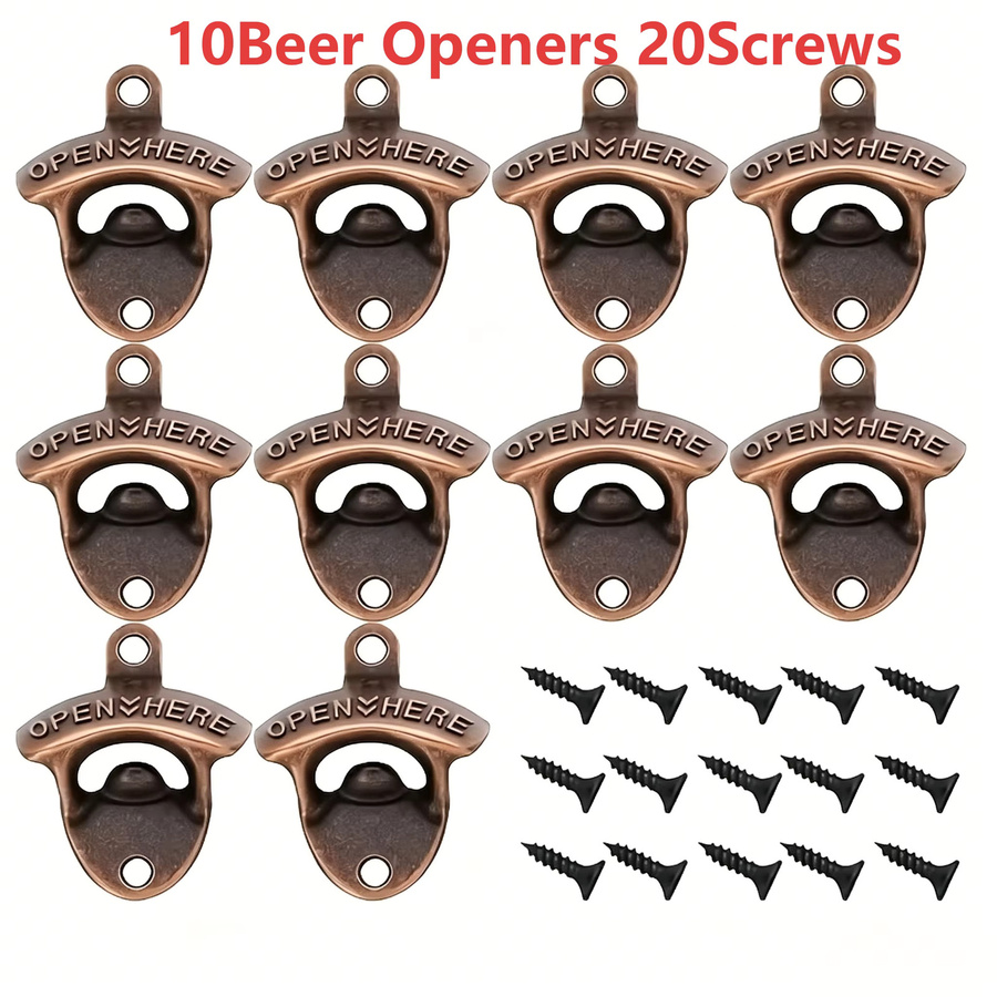 Dofiki Wand-Flaschenöffner-Set aus Metall im Retro-Design, 15-teilig, Farben: Schwarz, Rotkupfer und Bronze - Bild 5