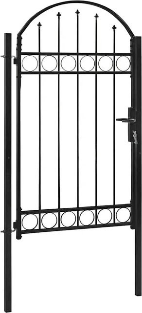 vidaXL Zauntor aus Stahl mit gewölbter Oberseite, Schwarz, B: 100 cm, H: 175 cm - Bild 1
